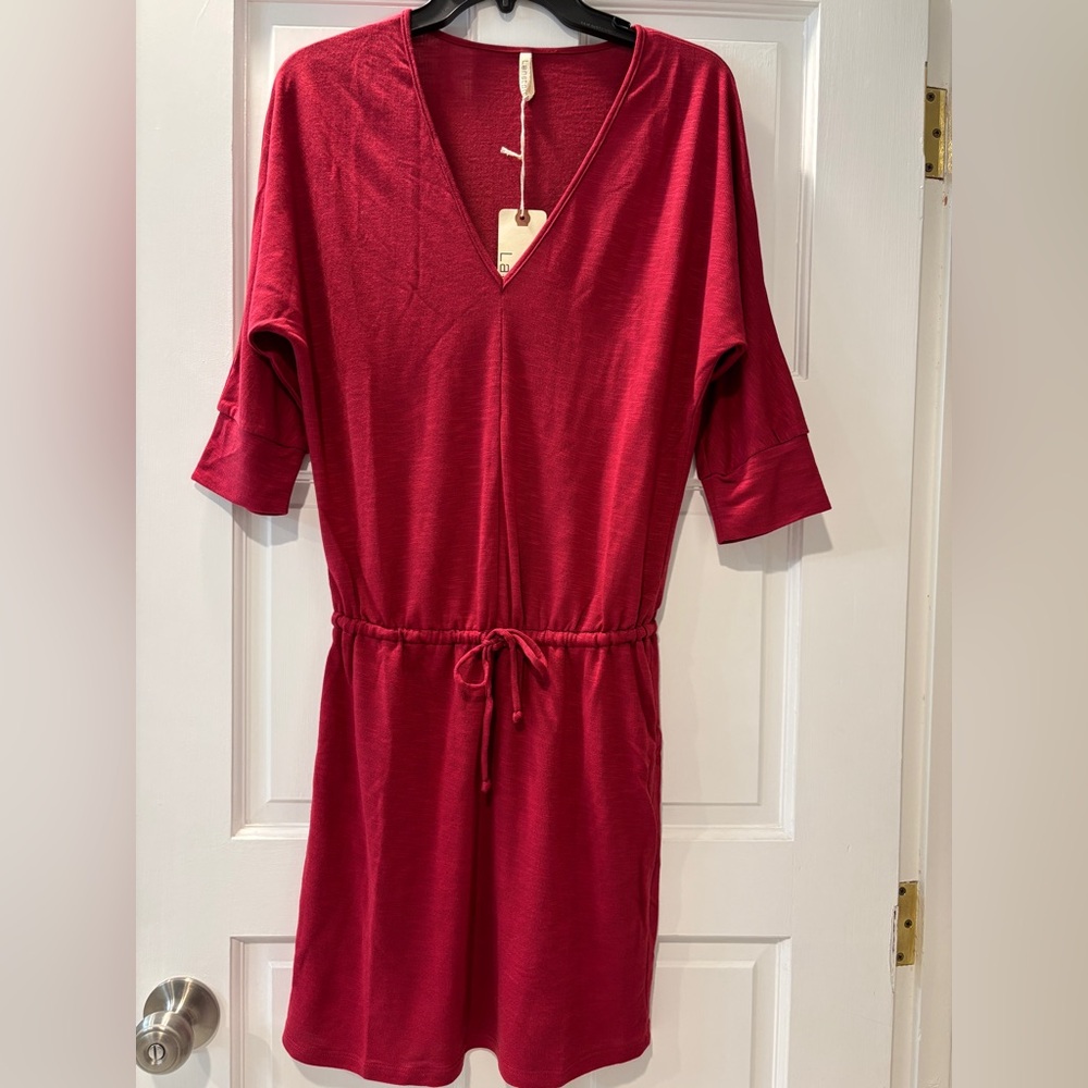 NWT Lanston REVOLVE Sport Dress Drawstring Waist Size S Dark Pink